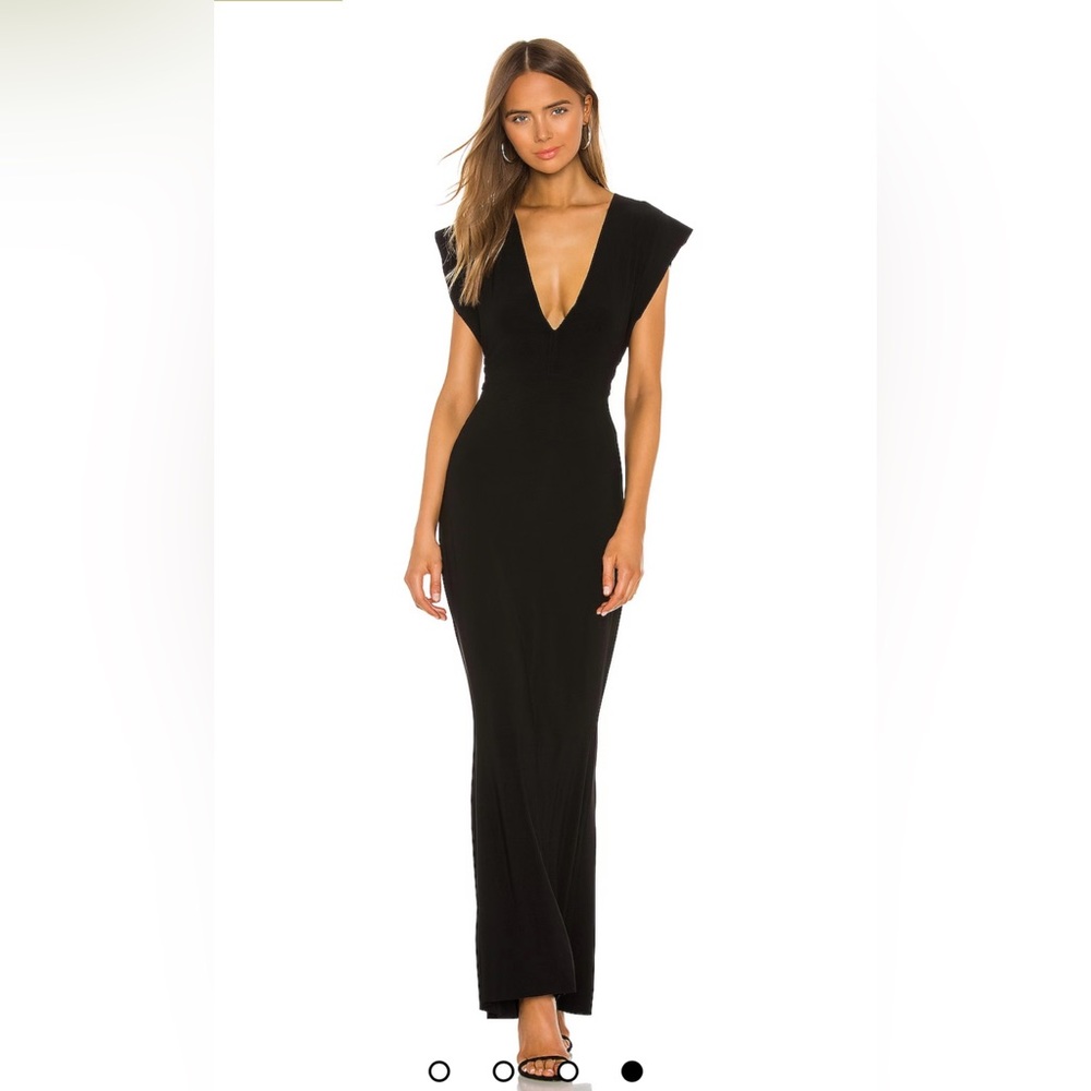 Norma Kamala Deep V Neck Gown, Size M, Cap Sleeves Mermaid skirt